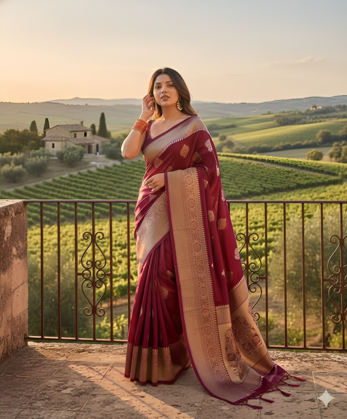 Soft Pure Kanjivaram Silk Saree by Happilow — Elegant Banarasi Wedding Collection
