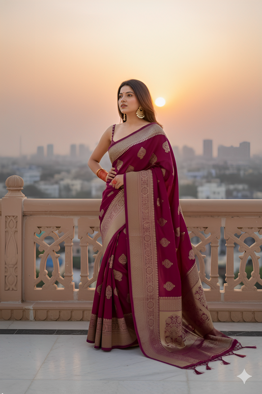 Soft Pure Kanjivaram Silk Saree by Happilow — Elegant Banarasi Wedding Collection