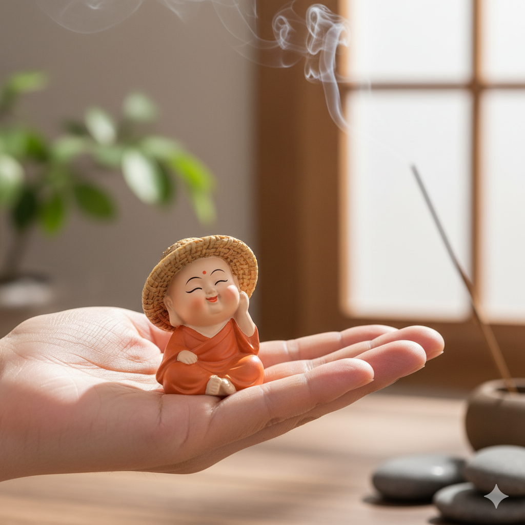 The Serene Monks - Set of 4 Mini Buddha Figurines | Peace & Positive Energy Decor